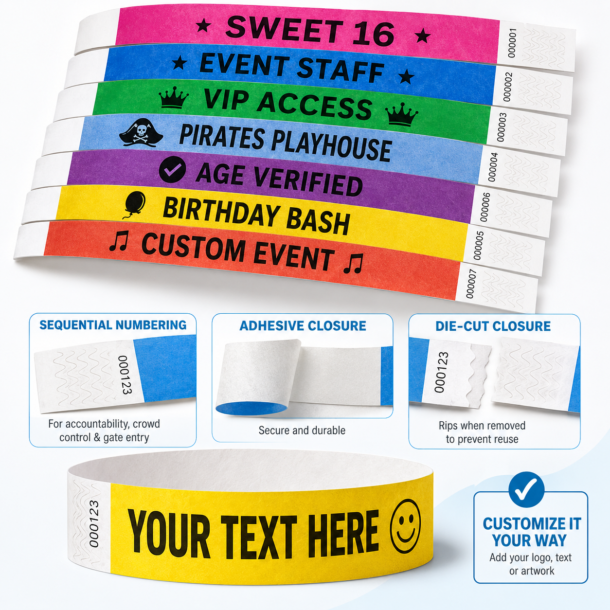 Custom Tyvek Wristbands for Events